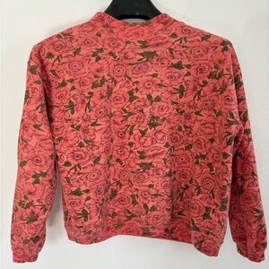 Vintage Mock Neck Floral Cropped‎ Long Sleeve Sweatshirt Size Medium